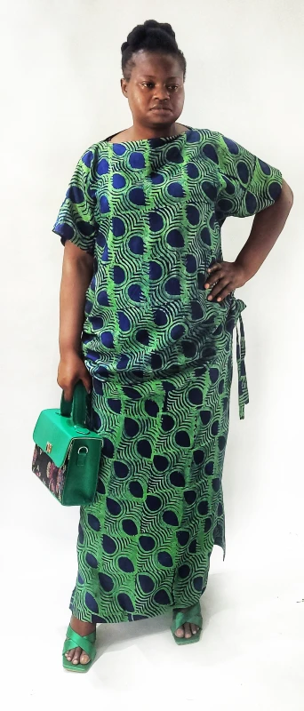 Adire Drawstring Boubou Blouse and Skirt Set