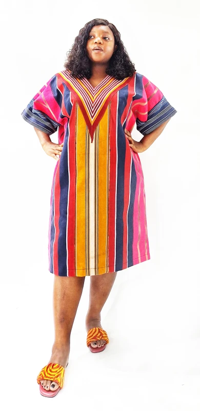 Vibrant Multicolor Asooke Boubou Dress