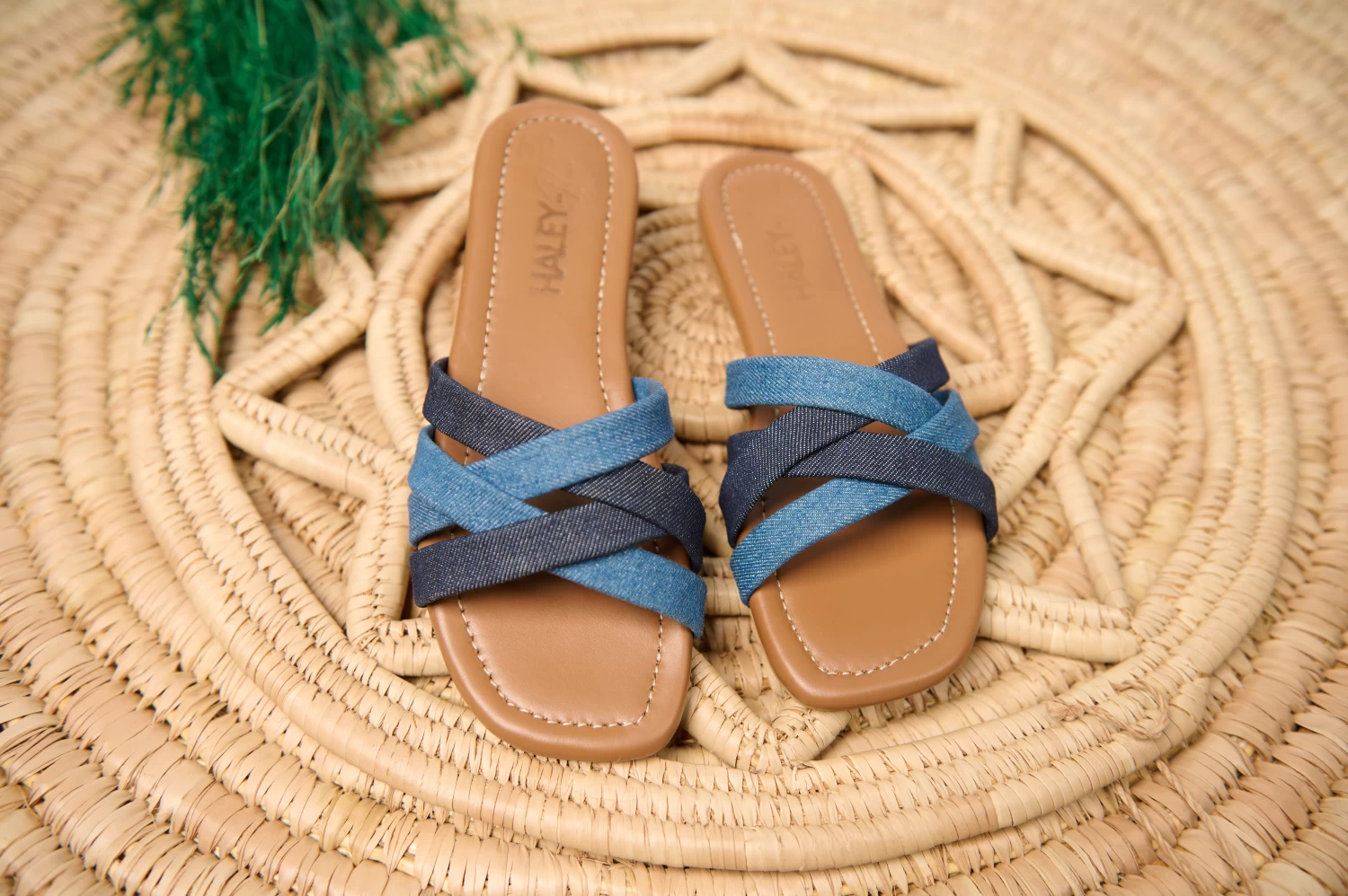 Two-Tone Denim Slippers