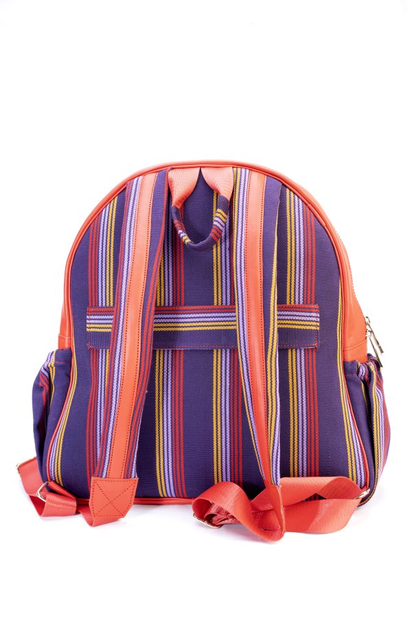 Aso-oke & Leather Backpack - Image 2