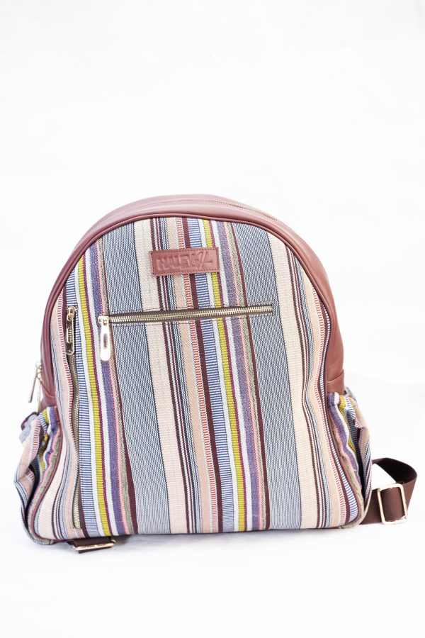 Aso-oke & Leather Backpack - Image 3