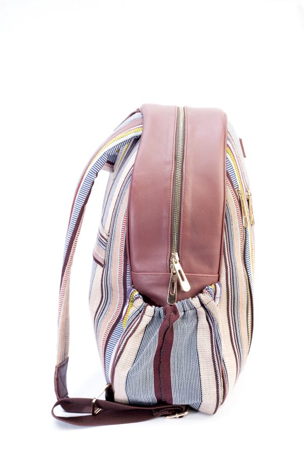 Aso-oke & Leather Backpack - Image 4