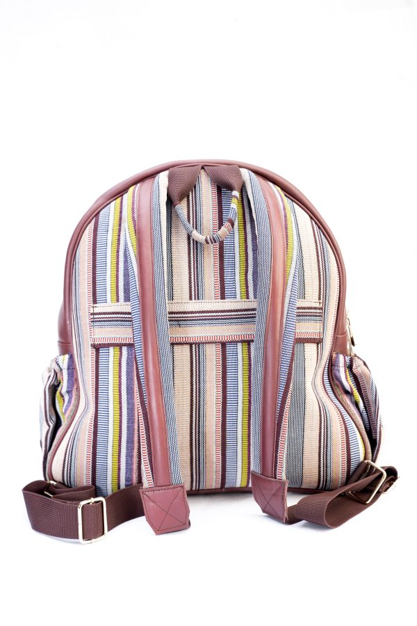 Aso-oke & Leather Backpack - Image 5